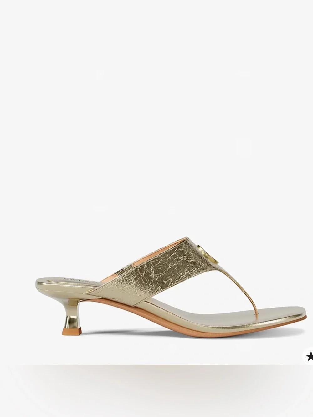 Michael Kors Metallic Gold Thong Sandals with Logo Medallion